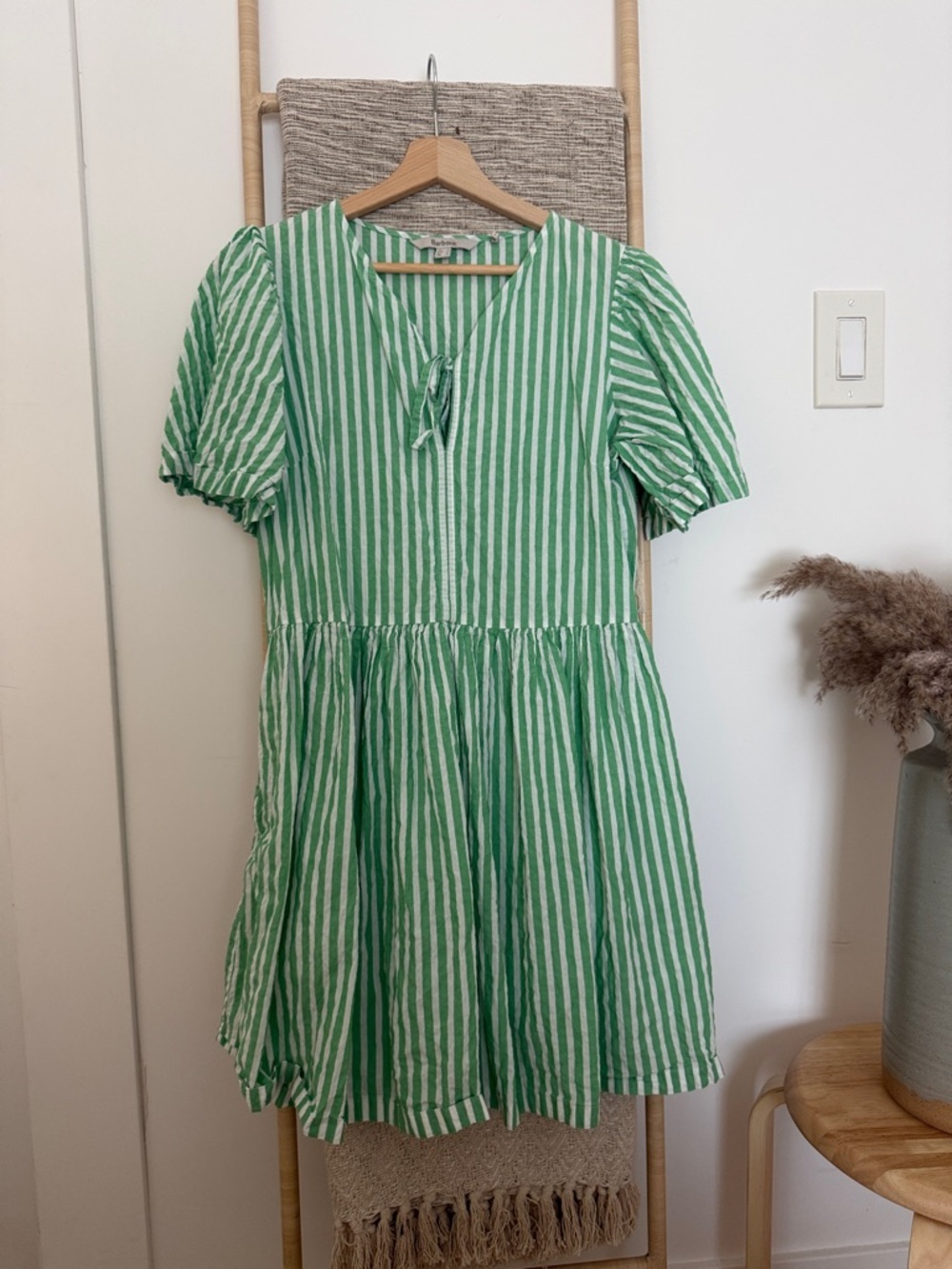 Barbour Green and White Striped Mini Dress - Picture 3 of 3